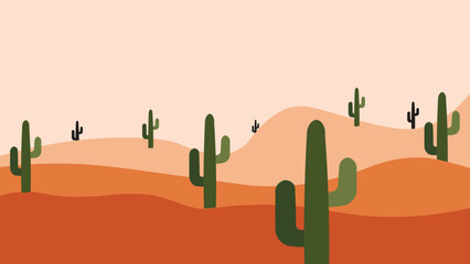 Beautiful vector landscape illustration of mountains, and trees on a peaceful warm outdoor and adventure concept. Use as background or wallpaper
