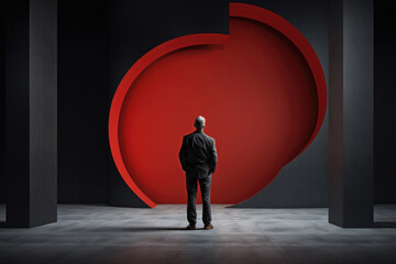 the man is faced with choice and reflection. Waiting concept