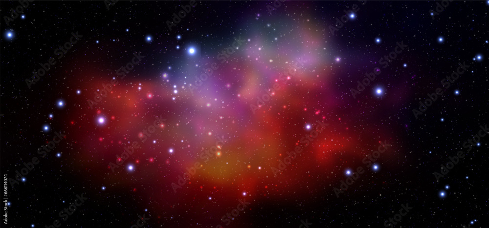 Wall mural space vector background with realistic nebula and shining stars. magic colorful galaxy with stardust