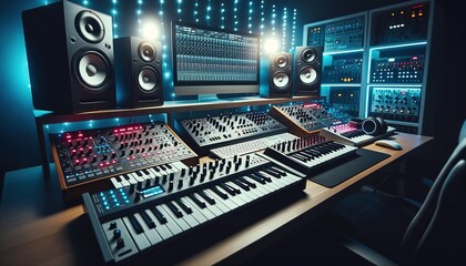 Modern music production studio