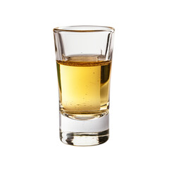 glass shot of tequila isolated on white background, ai generated