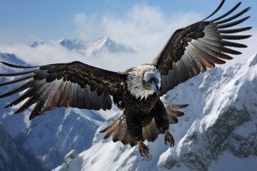 High-altitude Condor flying mountains. America wild. Generate Ai