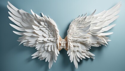 Heavenly Harmony: White Wings Dancing Across a Serene Sky - obrazy, fototapety, plakaty