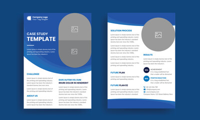 Case Study Template | Business Case Study Booklet Layout with blue elements | Double Side Flyer Template