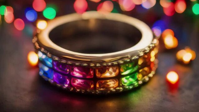 Luxury multicolor bracelet ring 4k loop background for corporate events and celebration video