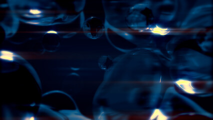 shining blue slight mild forms particles - dark bokeh background - abstract 3D illustration