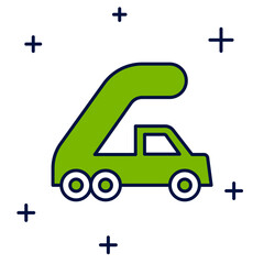 Filled outline Passenger ladder for plane boarding icon isolated on white background. Airport stair travel. Vector