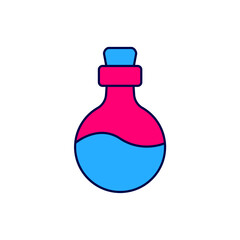 Filled outline Bottle with love potion icon isolated on white background. Happy Valentines day. Vector