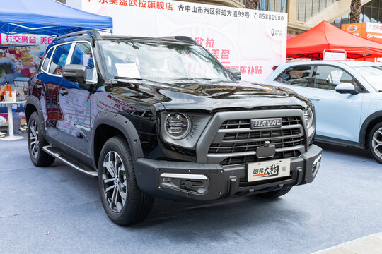ZHONGSHAN GUANGDONG China-June 10 2022:a black Haval Dargo car.