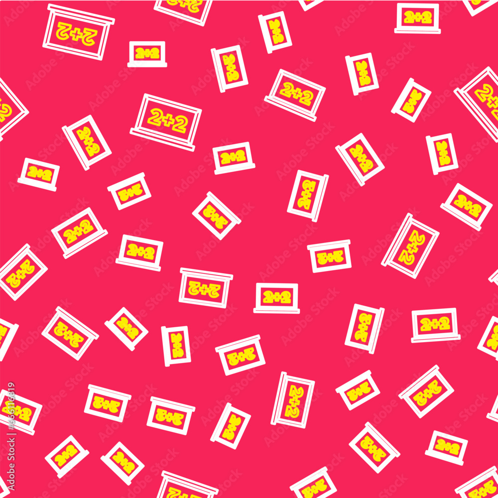 Poster line chalkboard icon isolated seamless pattern on red background. school blackboard sign. vector
