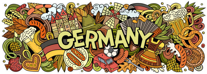 Germany doodle cartoon funny banner