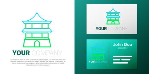 Naklejka premium Line Traditional chinese house icon isolated on white background. Colorful outline concept. Vector