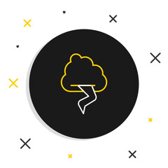 Line Storm icon isolated on white background. Cloud and lightning sign. Weather icon of storm. Colorful outline concept. Vector