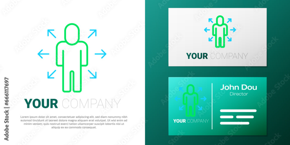 Poster line multitasking manager working icon isolated on white background. colorful outline concept. vecto
