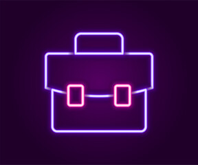 Glowing neon line Briefcase icon isolated on black background. Business case sign. Business portfolio. Colorful outline concept. Vector