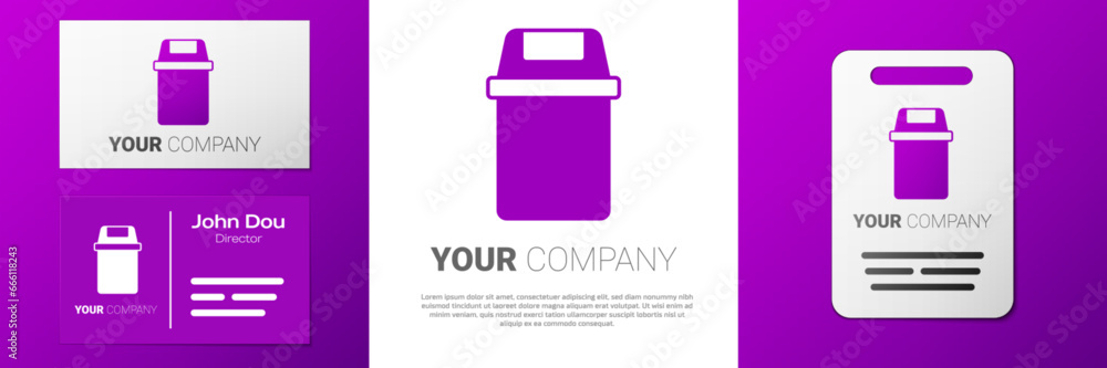 Poster logotype trash can icon isolated on white background. garbage bin sign. recycle basket icon. office 