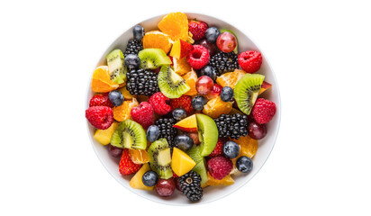 Blackberry, blueberry, strawberry, mixed fruits in a bowl on a transparent background - obrazy, fototapety, plakaty