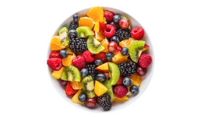 Plexiglas foto achterwand Blackberry, blueberry, strawberry, mixed fruits in a bowl on a transparent background © Chainat