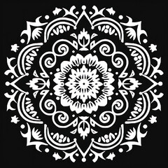 Mandala pattern in black and white. Geometric patterns in black and white
