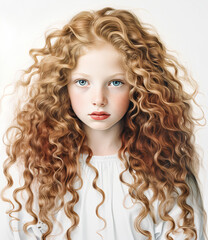 Fototapeta premium Cute girl portrait in Sepia .Curly Elegance
