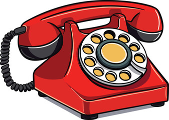 Old retro rotary telephone. Vintage red phone isolated on a white background. Vector