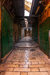 JERUSALEM, ISRAEL JANUARY 12, 2023: Historic street in Jerusalem, Israel
