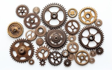 Realistic gears banner. collaboration and cooperation isolated on white background.