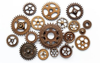 Realistic gears banner. collaboration and cooperation isolated on white background.