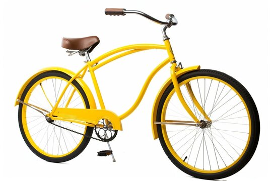 A fresh yellow bike against a white background. Generative AI