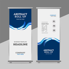  modern business roll up banner design display standee with creative ribbon