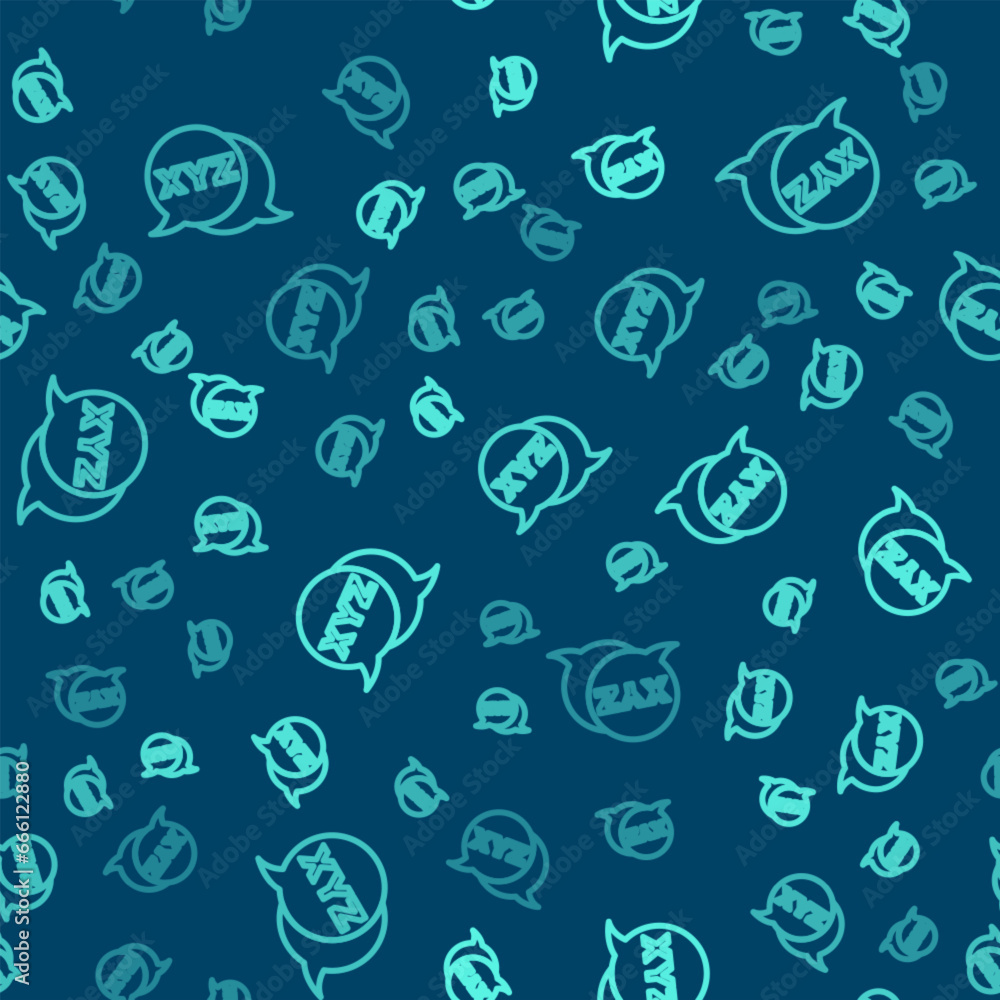 Poster green line xyz coordinate system icon isolated seamless pattern on blue background. xyz axis for gra