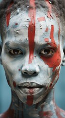 Portrait of an African warrior woman in the style of chalk and charcoal printing