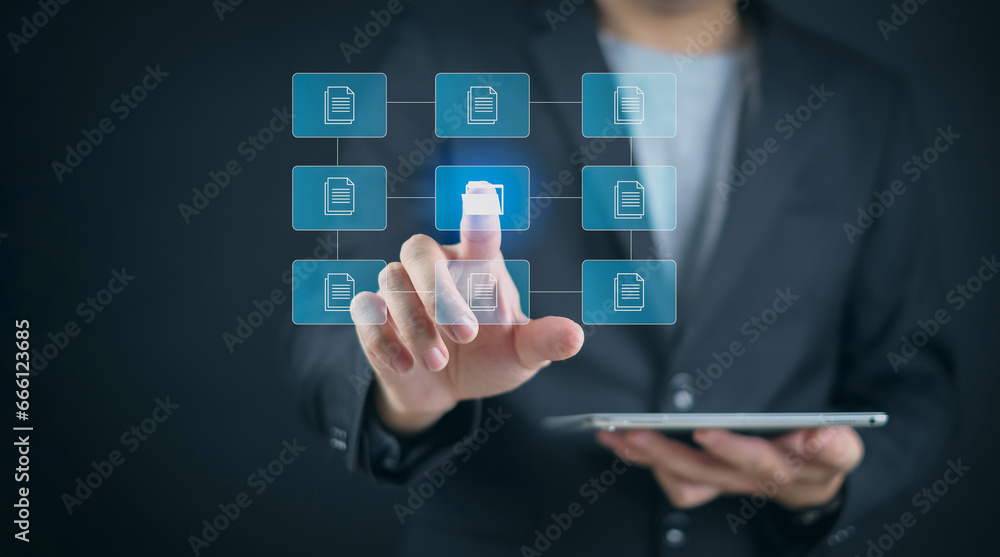 Poster document management system (dms), database and online to manage files. product management system acc