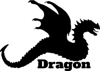 Dragon Silhouette SVG Vector The dragon is flying, the dragon is sitting, the dragon is standing, the dragon is crawling. Fire Dragon