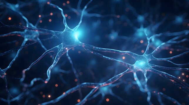 neuron cells with glowing link knots