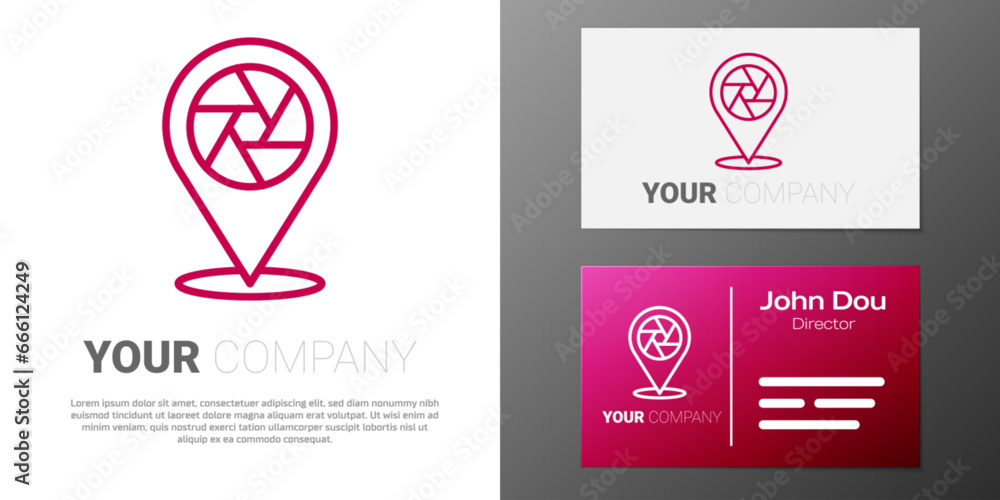 Aufkleber logotype line camera shutter icon isolated on white background. logo design template element. vector