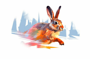 cartoon style of a rabbit running