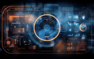 Futuristic user interface with HUD elements. 3D abstract technology background
