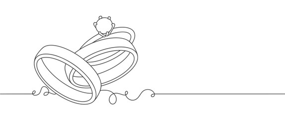 Fototapeta na wymiar Wedding rings line art vector illustration