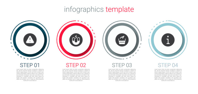 Set Exclamation mark in triangle, Magnet, Hand wash laundry and Information. Business infographic template. Vector