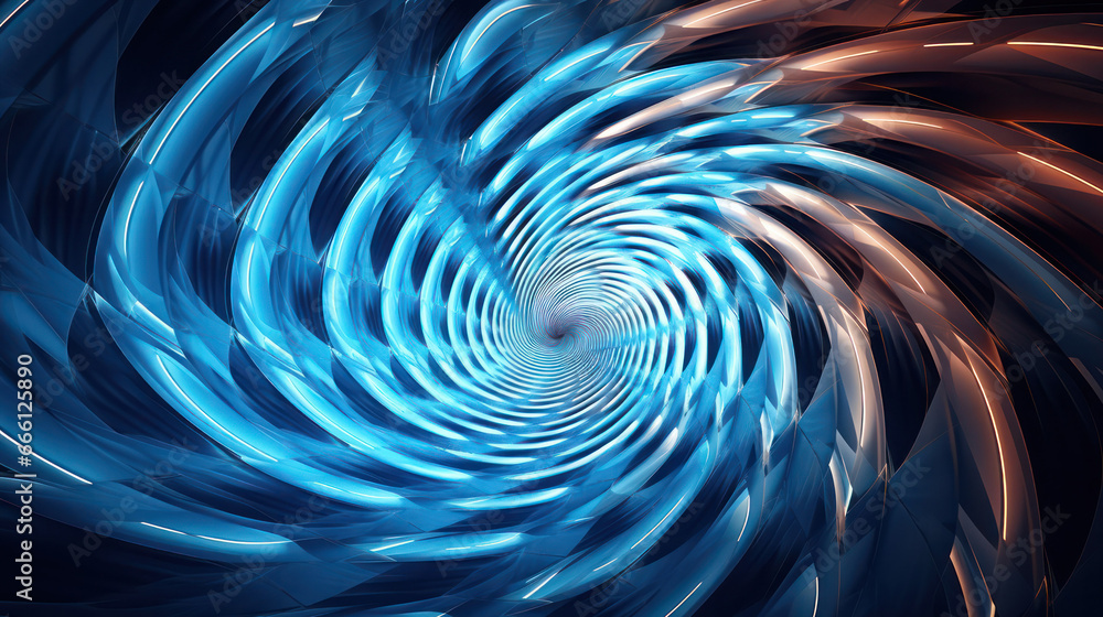 Poster futuristic sci-fi tunnel with dynamic spinning background - abstract design