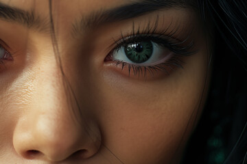 Intense Green Eyes Capturing Emotion in Detailed Close-Up
