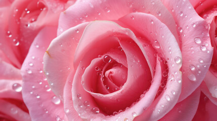 Macro Photography, Crystal Clear Dewdrops on Pink Rose Petals - Nature's Beauty