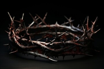 Fototapeta premium Historical Crown thorns ancient. Easter cross. Generate Ai