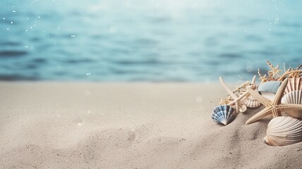 Fototapeta na wymiar curtains in seashell pattern on beach, in the style of spectacular backdrops, light navy and light aquamarine, ethereal lighting, gossamer fabrics