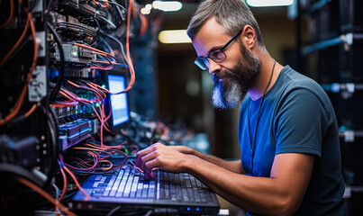 portrait of Computer Network Support Specialist, Analyze, test, troubleshoot, evaluate existing network systems, local area LAN, wide area WAN, and Internet systems or a segment of a network system.