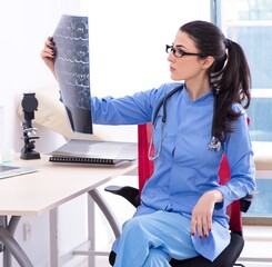 Young female doctor radiologist working in the clinic