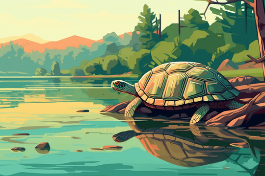 cartoon style of a turtle