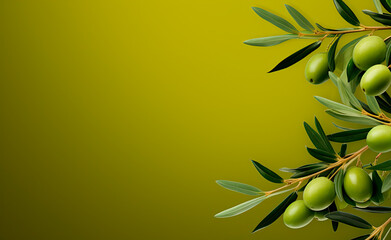 Background olive branch on a green background.