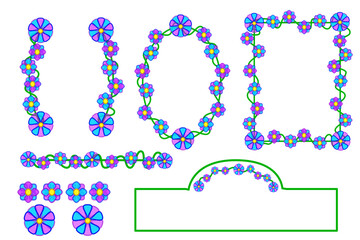 blue and purple flower borders